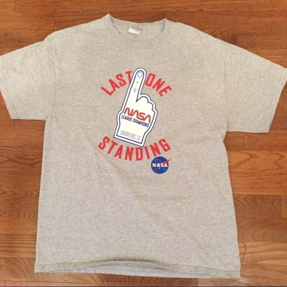 MENS NASA BASEBALL TEAM GRAY T-SHIRT LARGE